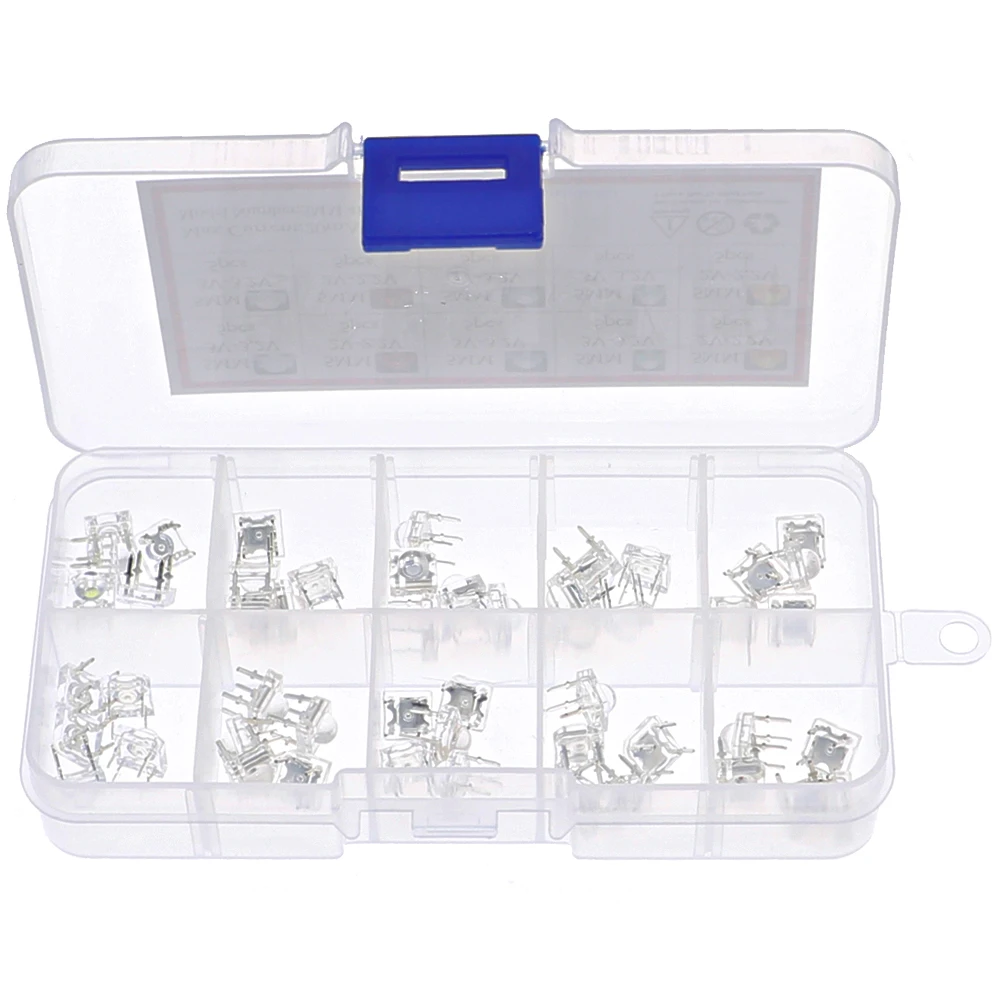 50 szt. 5mm LED Piranha emitowanie światła lampa diodowa zestaw asortymentowy zestaw biały czerwony zielony niebieski żółty jasny kolor