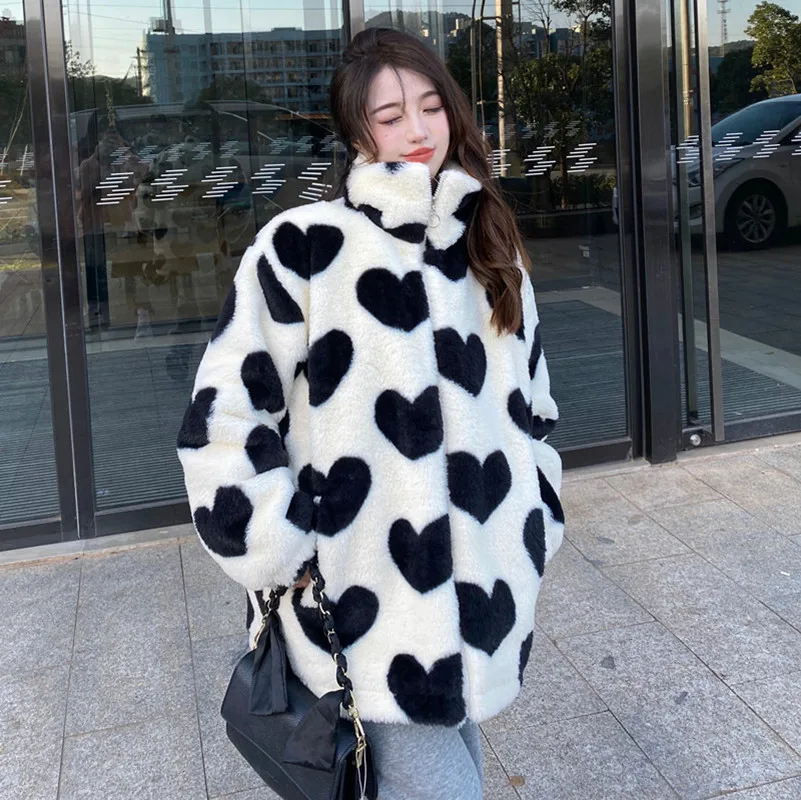 

2021 Autumn And Winter Korean Version Of Love Collision Color Turtleneck Lamb Soft Sister Edition Plus Cashmere Loose Warm