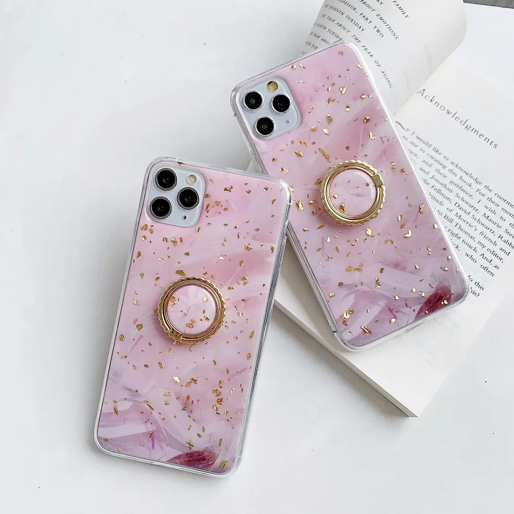 The glittering marble phone case is suitable for iPhone SE 2020 11 Pro X XS Max XR 7 8 Plus soft anti-drop bracket hot promotion