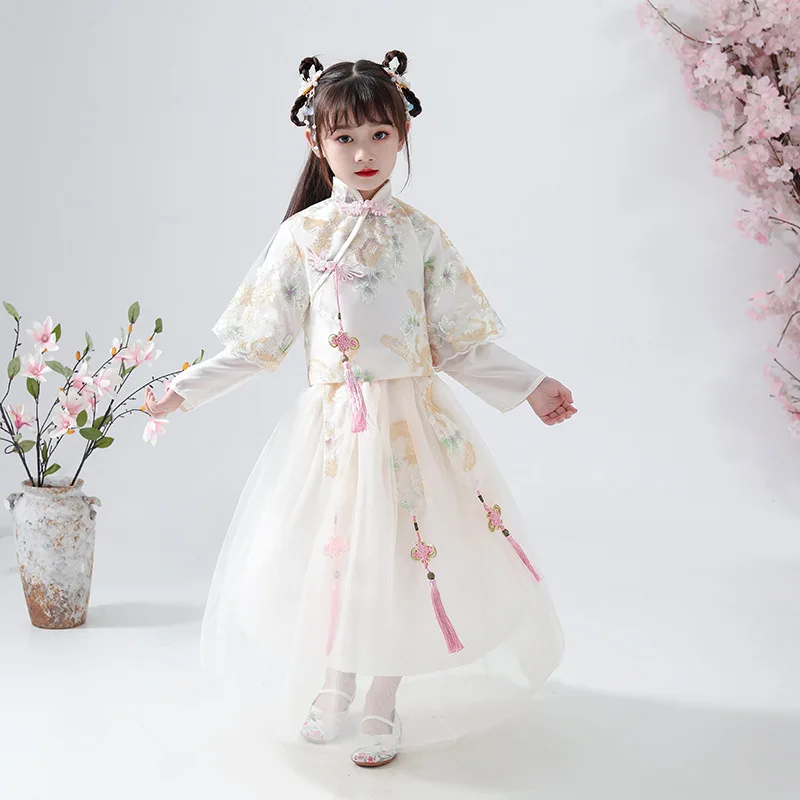 

Baby Kids Pretty Birthday Dress Girls Embroidery Clothing Wedding Princess Dress Eveving Party Costume Chinese New Year Clothes