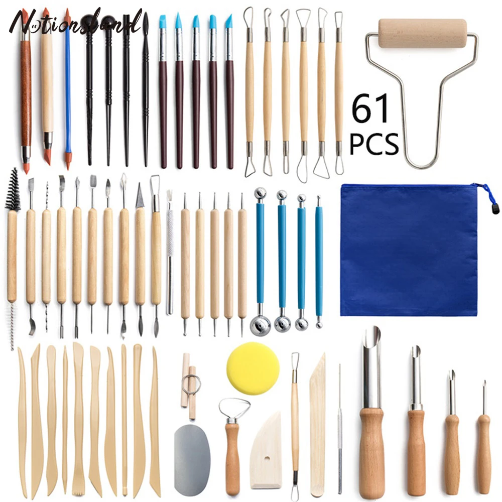 61Pcs Polymer Clay Tools Ball Stylus Dotting Tools Modeling Clay Sculpting Set Rock Painting Kit for Sculpture Pottery Supplies