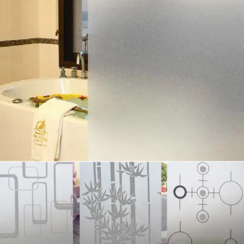 200cmX45cm Glass Film Self-Adhesive Privacy Sticker PVC Frosted Decorative Films Bedroom Bathroom Home Window Door 9 Types