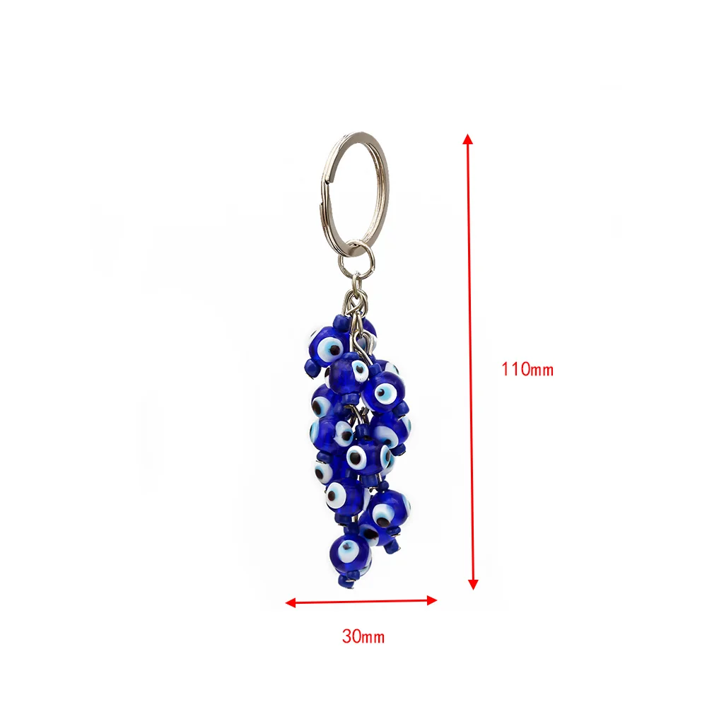 Lucky Eye Blue Beads keychain Round Bead Tassel Evil Eye keychains For Woman Man Jewelry Car Key Chain SE105