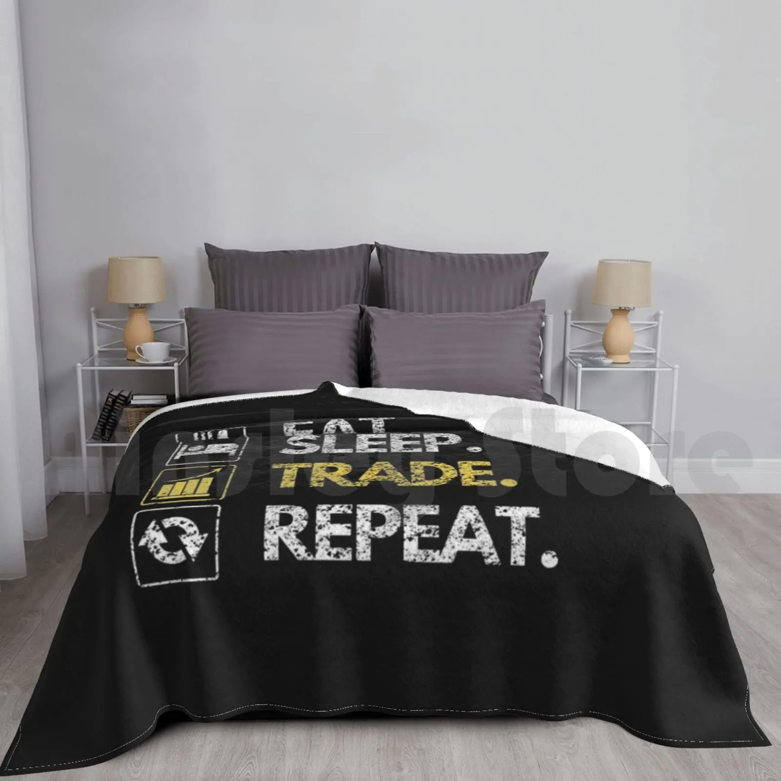 

Eat Sleep Trade Repeat Investor Trading Blanket Super Soft Warm Light Thin Stocks Investing Invest Investment Real