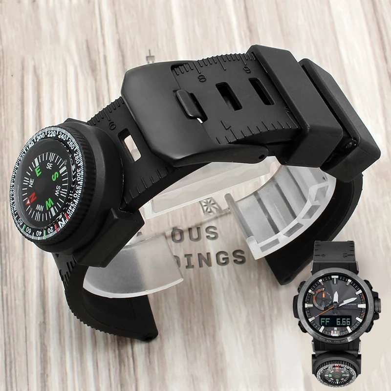حزام ساعة من السيليكون لملحقات الساعة الخارجية CASIO PROTREK prw-60 /prw-70 / prw-50 / 30yt سوار معصم رجالي مع بوصلة 23 مم