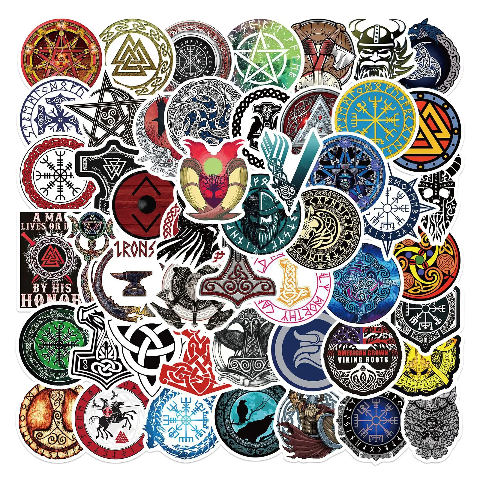 10/50/100Pcs Viking Pirates Mysterious Totem Symbol Rune Style Stickers for Mobile Phone Laptop Luggage Skateboard Decal Sticker