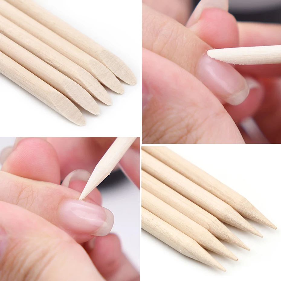 Stz Nail Oranje Stokken Houten Cuticle Pusher Nagellak Remover Puntjes Tekening Gereedschap Manicure Pedicure Care Accessoires #709