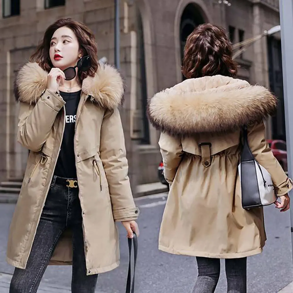 Vielleicht -30 Độ Tuyết Khi Đeo Lâu Parkas Áo Khoác Mùa Đông Nữ Lông Có Mũ Quần Áo Nữ Lót Lông Dày Áo Khoác Mùa Đông phụ nữ