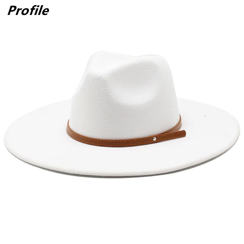 White fedora hat autumn and winter 9.5cm large brimmed hat men and women felt hat Panama jazz fedora шляпа женская