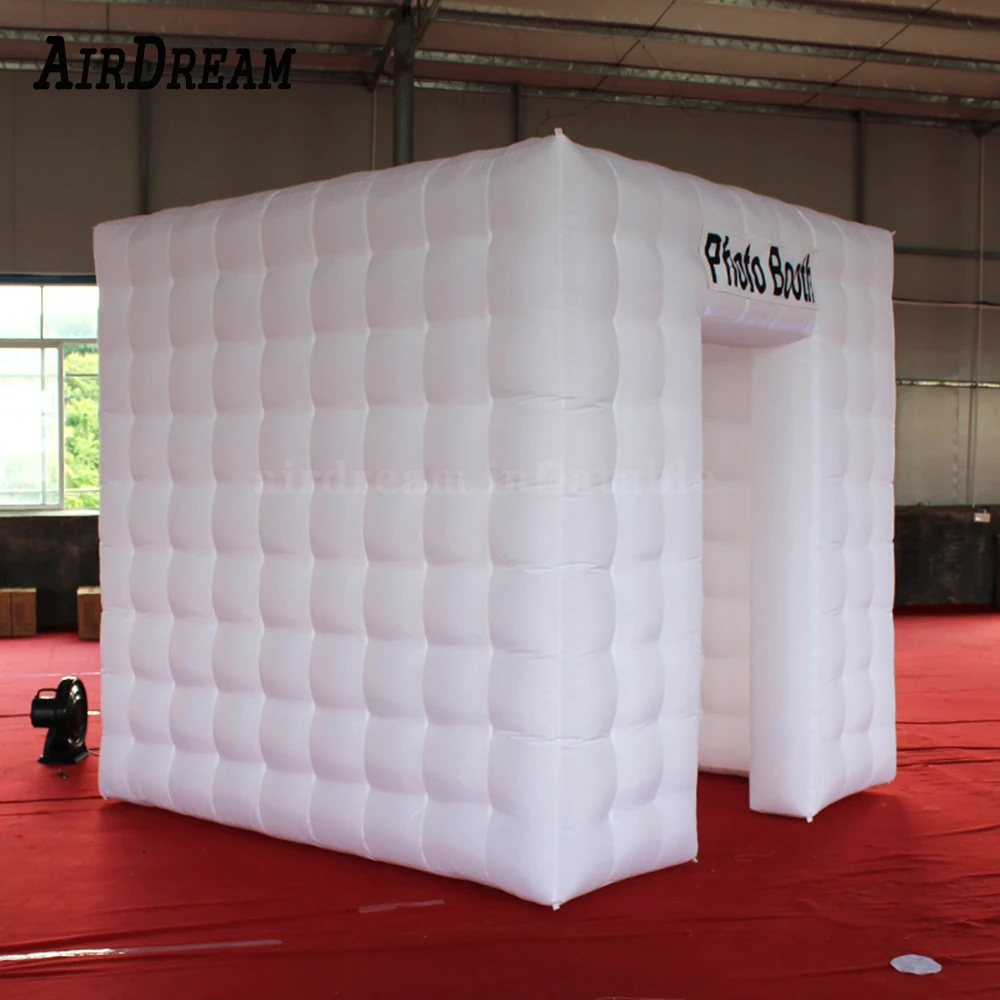 คุณภาพสูง Inflatable Photo Booth Cube เต็นท์ PhotoBooth ห้อง Kiosk แบบพกพา,ขนาดที่กำหนดเองและโลโก้ LED