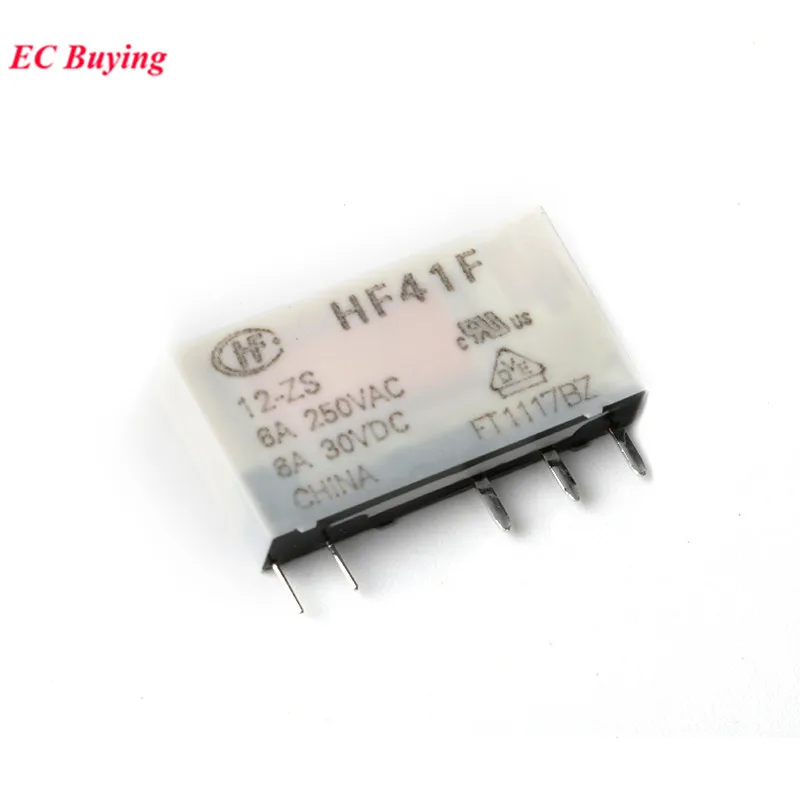 2Pcs/1pc HF41F 41F Industrial Relay Subminiature Power Relay HF41F-24-ZS HF41F-12-ZS HF41F-5-ZS 6A DC 5V 12V 24V 5Pins Converter