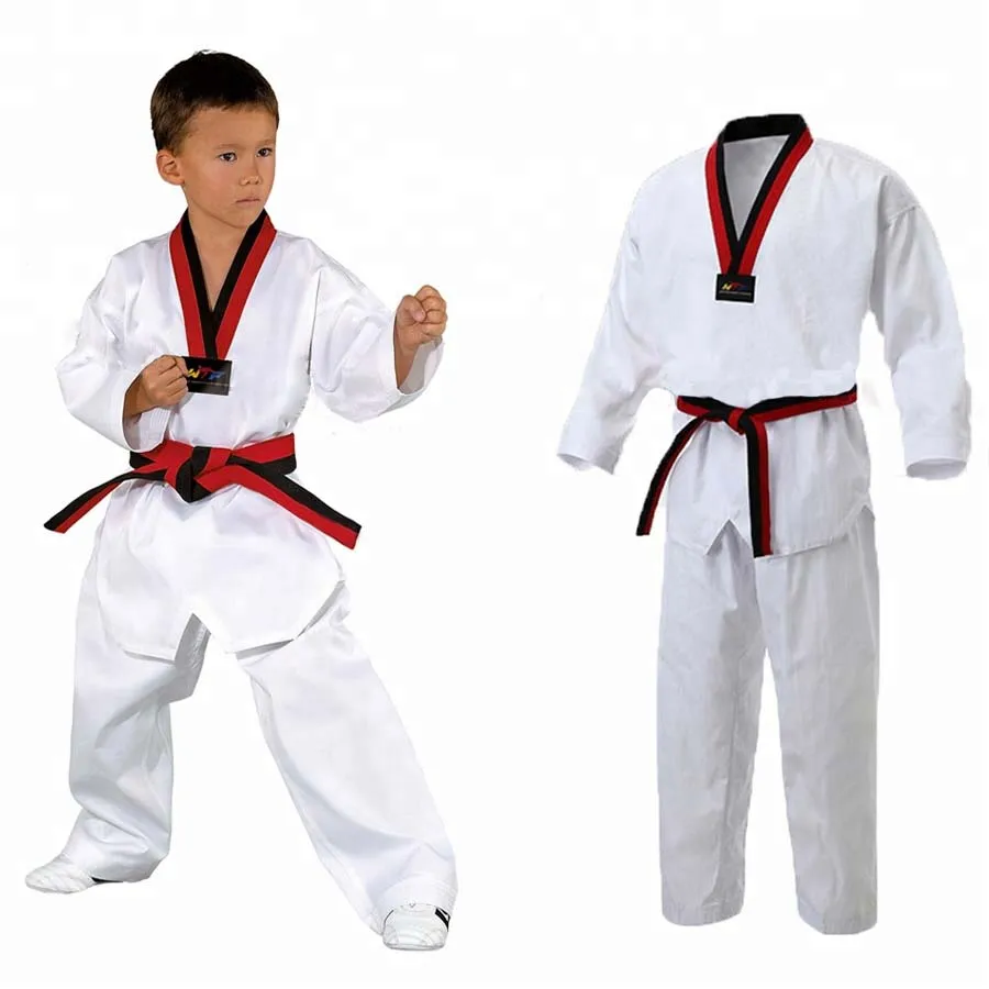 Traditional WTF Approve White Taekwondo Uniform Martial Arts Kimono WTF Taekwondo Suit Dobok Clothes Fitness Training Kids Adult