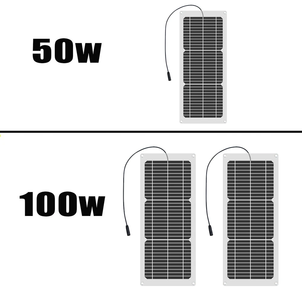 Solar Panel kit 유연한 태양 전지 패널 키트, RV 자동차 보트용 자동차 충전기, LCD 디스플레이 PWM 컨트롤러, 10A, 12V, 24V 컨트롤러, 12V, 100W, 50 W/h/일