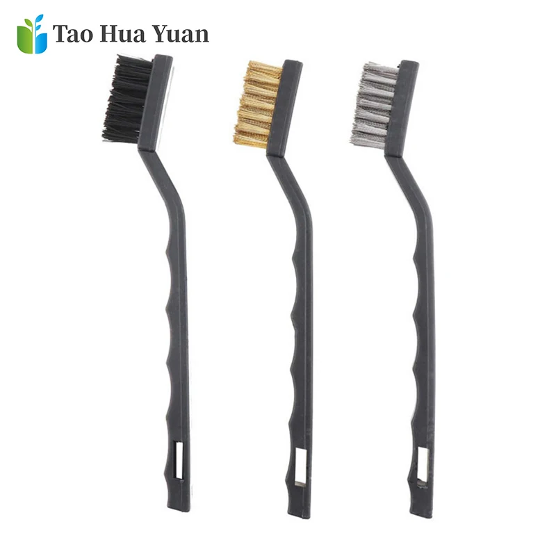 3 stücke Mini Rost Entfernung Industrielle Pinsel Metall Draht Scratch Pinsel Reinigung Schrubben Werkzeug Set Hand Werkzeuge Set Für Rost