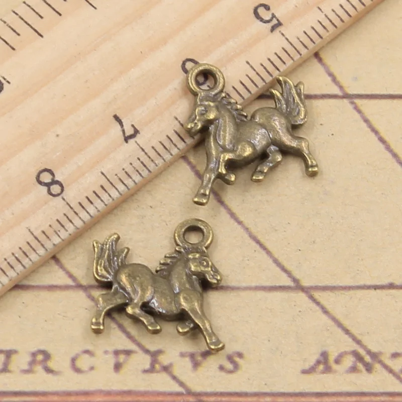 40pcs Charms Steed Horse 19x15mm Antique Bronze Silver Color Pendants Making DIY Handmade Tibetan Finding Jewelry For Bracelet