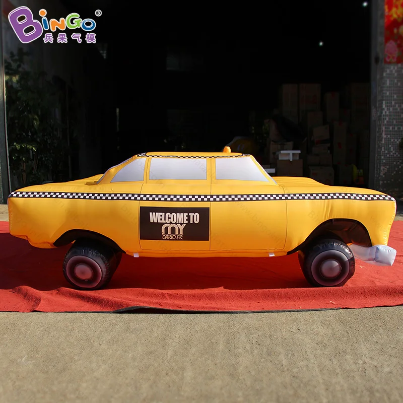 Free Postage 2x2x0.7 Meters Inflatable Taxi for Advertising / Digital Printing Yellow Taxi Model Balloon for Display Toys