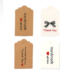 100pcs Kraft Jewelry Tags Heart Love Handmade Thank You Cards Gift Label Tags For DIY Baking Flower Jewelay Accessories Supply