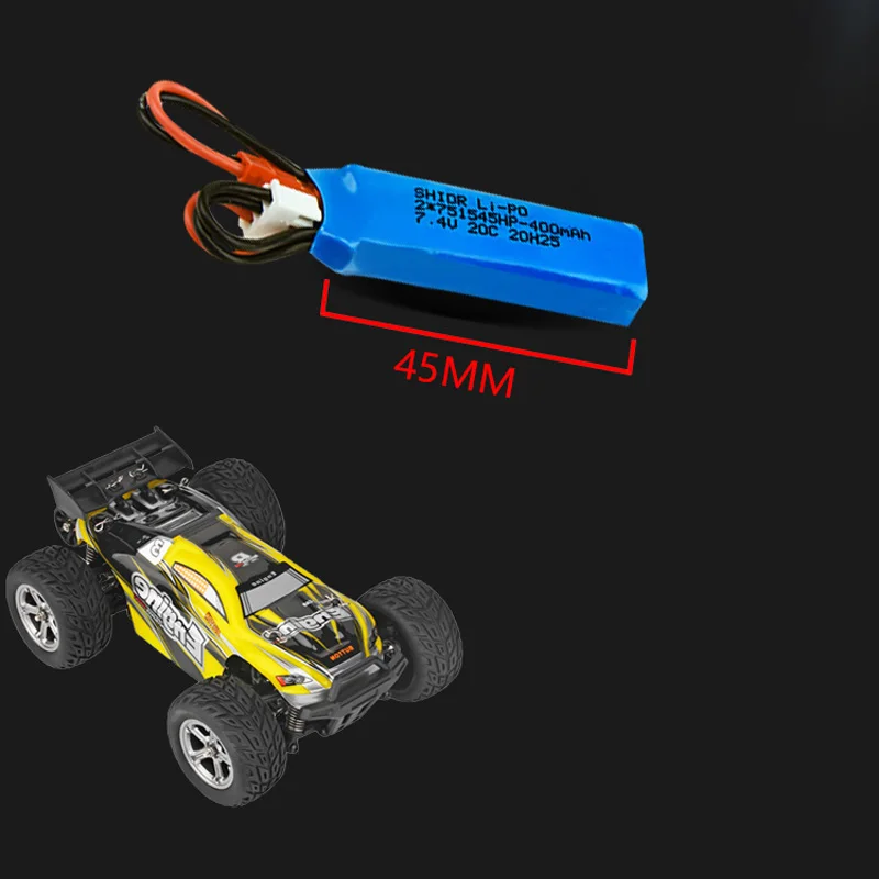 2/4 pz/lotto 7.4V 400mAh 20C batteria Lipo 2S spina JST per WLtoys K969 K989 K999 P929 P939 RC batteria per auto pezzi di ricambio