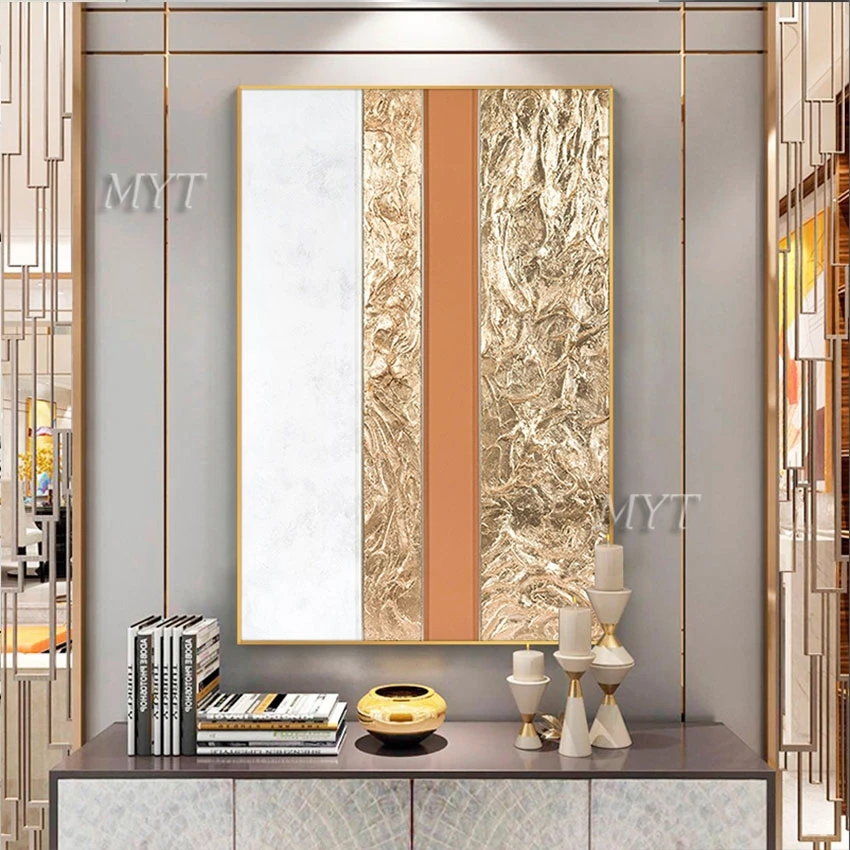 High-class Gold Foil Abstract New Design Textured Oil Painting Custom Artwork Wall Pictures For Living Room Home Decor Unframed