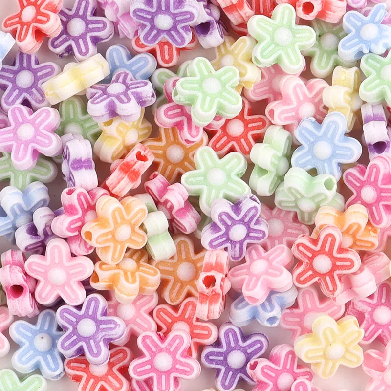 50pcs Mix Color Plastic Flower Washing Material Beads For Jewelry Making Diy Necklace Bracelet Decoration