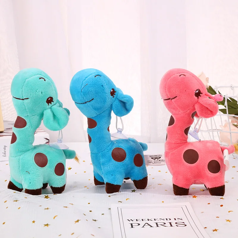 lovely 18/25cm plush giraffe Sika deer With suction cup animal doll cute good quality soft wall decoration christmase gift kid