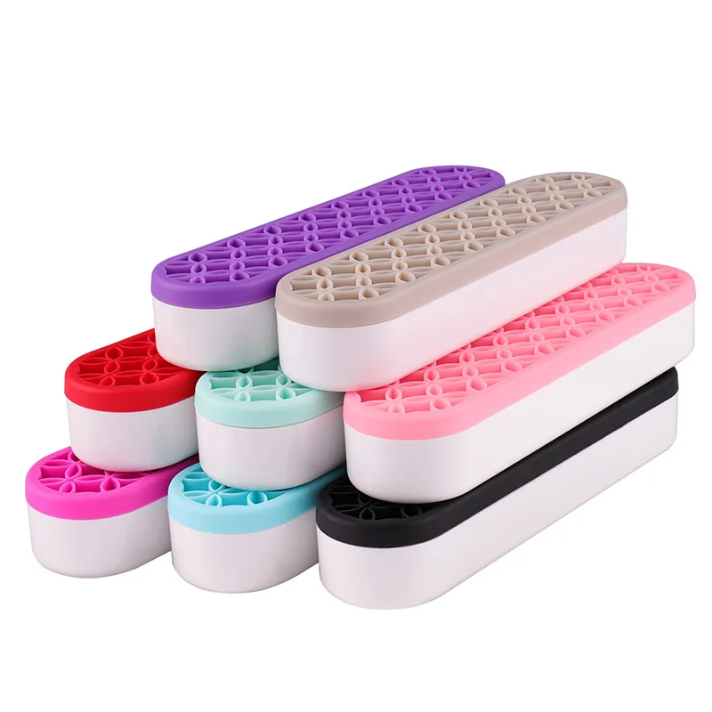 Nail Pen Holder Display Stand Rack Storage Case Silicone Organizer And Drying Shelf For Makeup Brushes