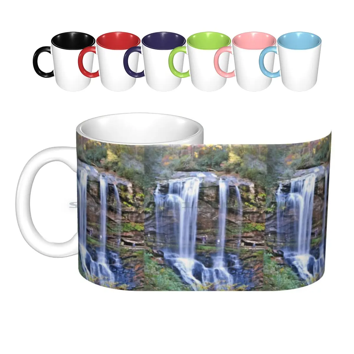 Dry Falls Ceramic Mugs Coffee Cups Milk Tea Mug Autumn At Dry Falls Waterfalls Dry Falls Highlands North Carolina Nc Falls Blue