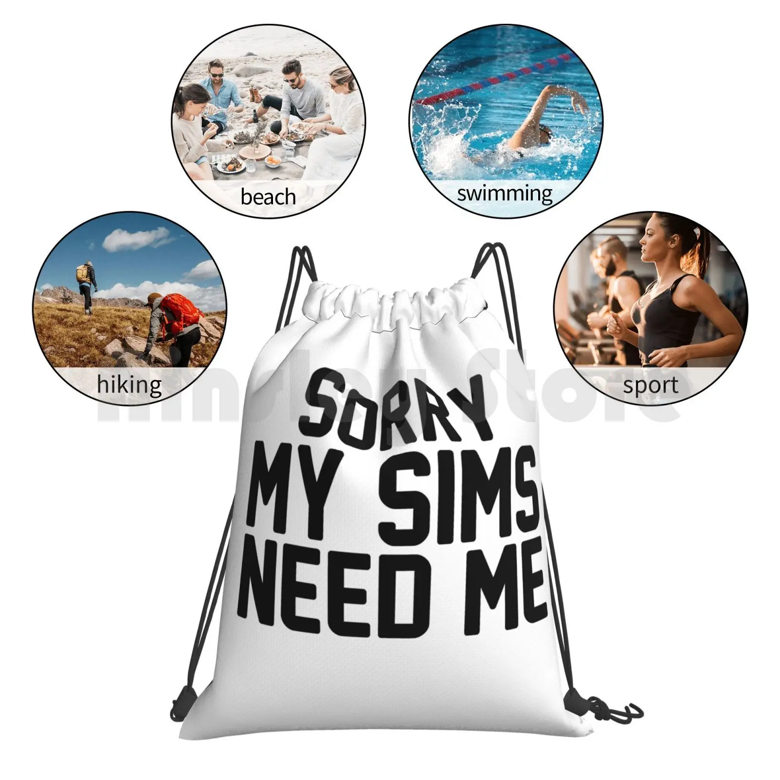 Mochila con cordón para gimnasio, bolso impermeable para juegos de Los Sims 4, resistente al agua