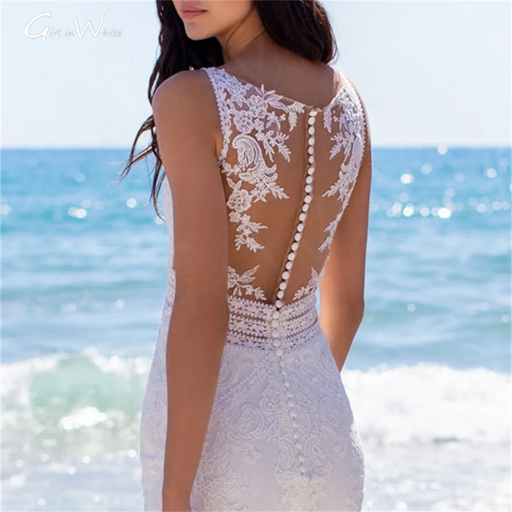 Sexy Spaghetti Strap abito da sposa in pizzo Sweep Train Illusion Back abito da sposa tromba Sweetheart Vestidos De Novia Modernos