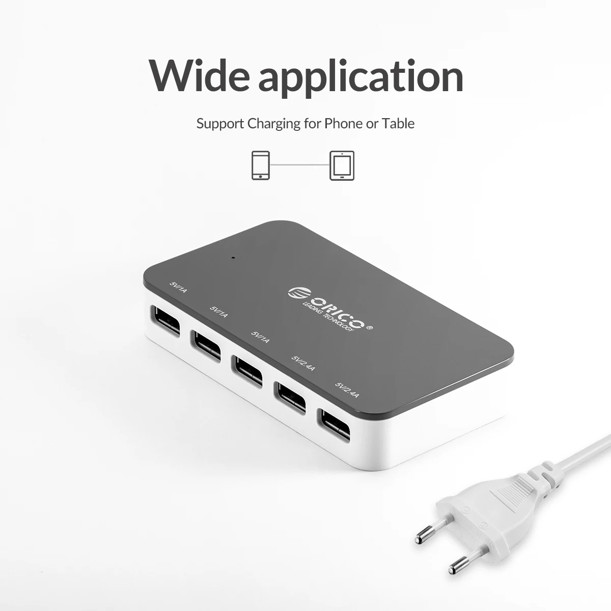 ORICO-cargador de escritorio con 5 puertos USB, adaptador de teléfono móvil, Universal xiaomi colorida para carga inteligente, Huawei, Samsung, iPhone 11