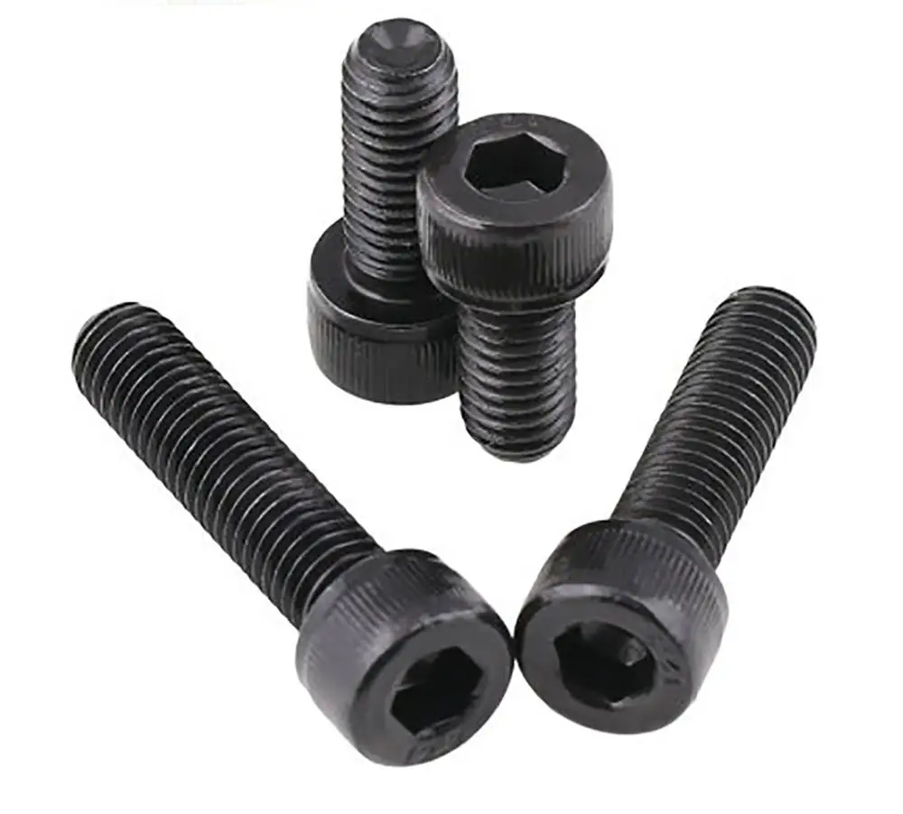 Vis à tête cylindrique à six pans creux hexagonaux noirs, boulons Allen à filetage complet ou demi, acier au carbone, grade 12.9, DIN912, M1.4, M1.6, M2