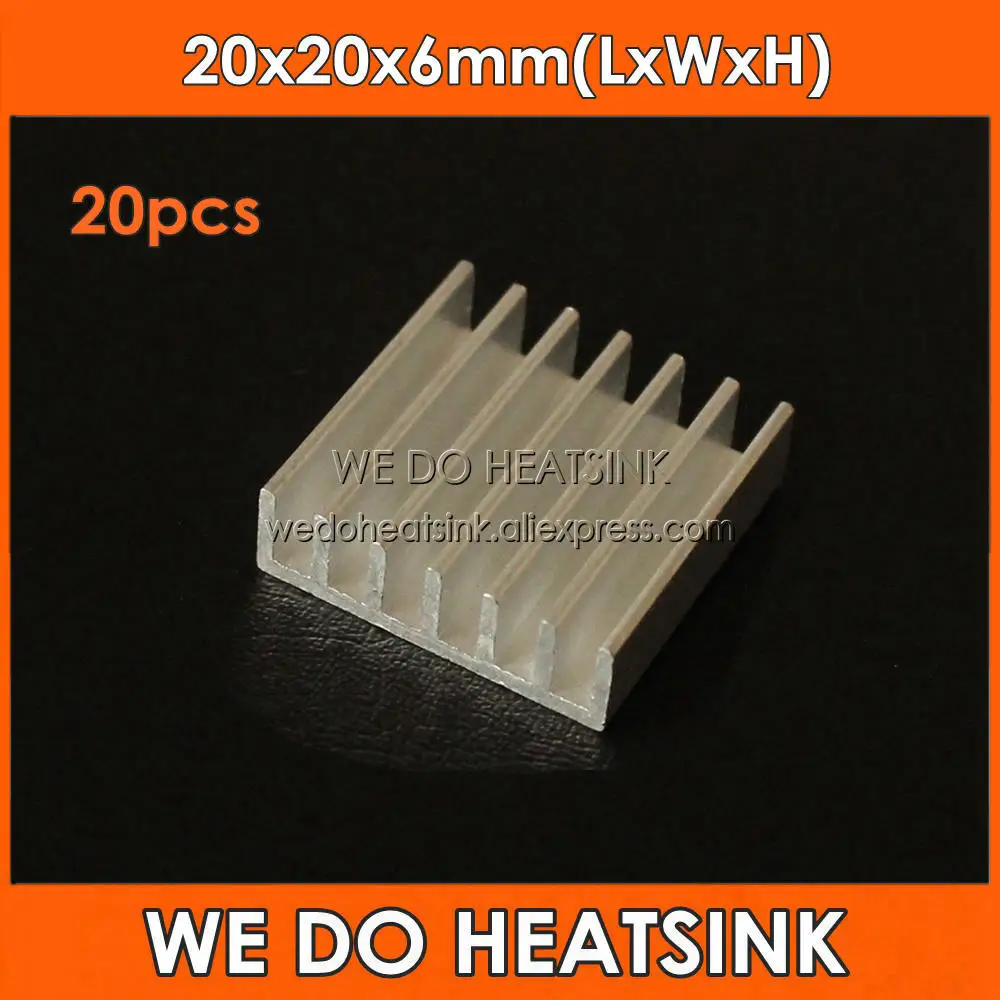 

WE DO HEATSINK 20pcs 20x20x6mm Aluminum IC LED Cooling Cooler Heat Sink Heatsink