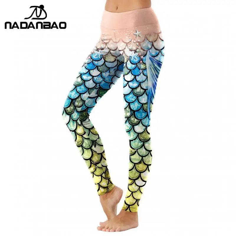 NADANBAO Mermaid Scale Leggings Women New Fashion Print Leggins Realistic fish scale Sexy Slim Elastic Fitness Workout Pants