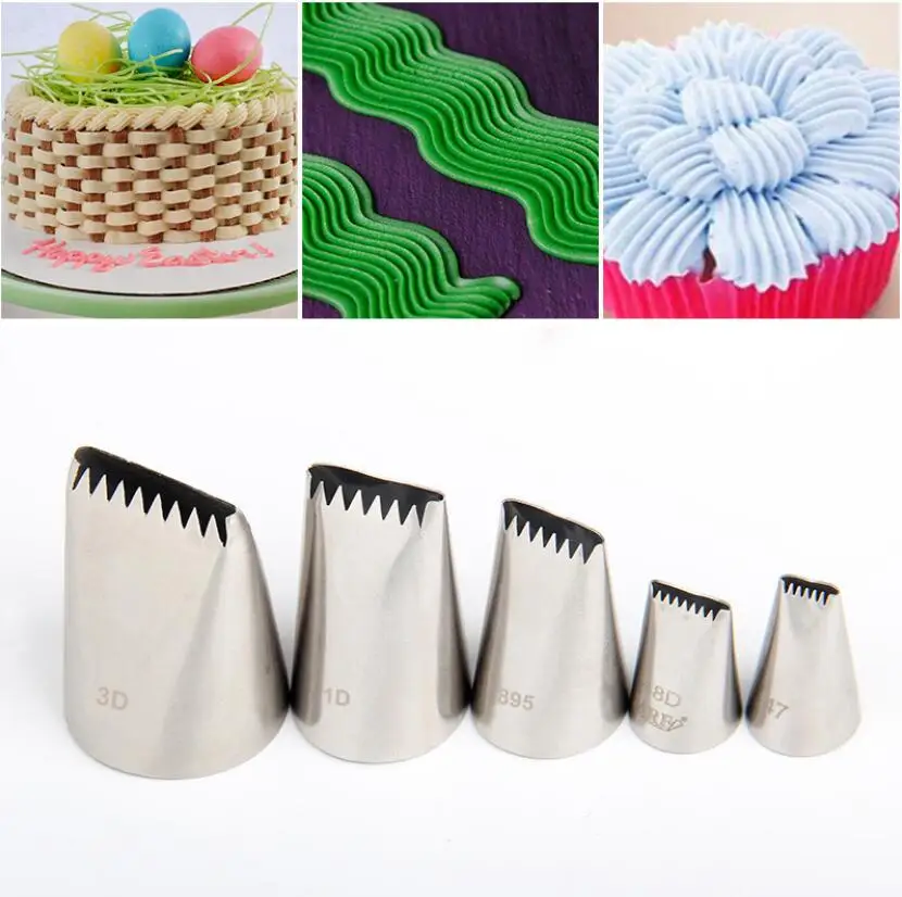 1/3/5Pcs Stainless Steel Cake Icing Piping Nozzle Basket Weave Pastry Tips Cake Cream Cupcake for Sugar Craft Decorating Tools