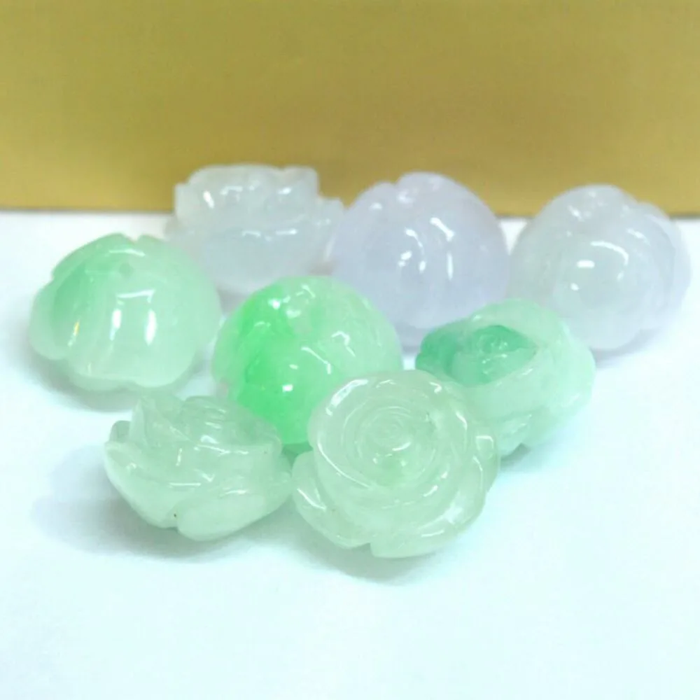 

RS Natural Violet Green Jade Jadeite Jasper Nephrite Hand Craved Flower Pendents For DIY Jewelry Making Bracelet Accessories