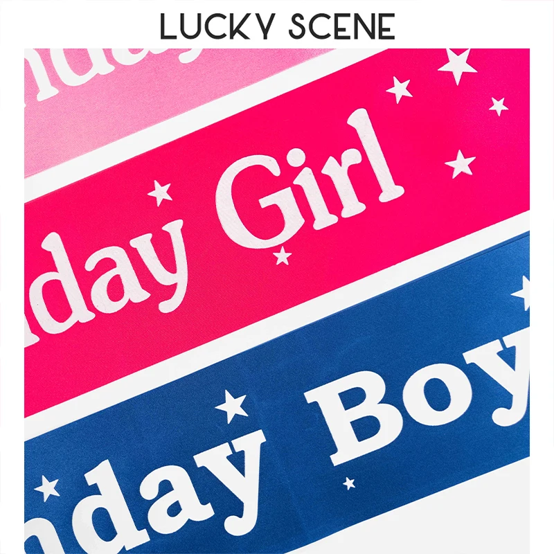 Birthday Party Decorations Tinling Cloth Material Rose Red Pink Blue Shoulder Strap Badge Girls Boys S01432
