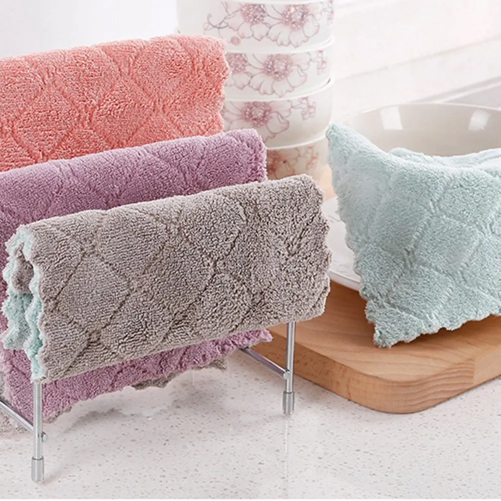 New Kitchen Diamond Shaped Water Absorption Cleaning Cloth Eco-friendly Rags Wiping Scouring Pad Dishcloth Washing Cloth