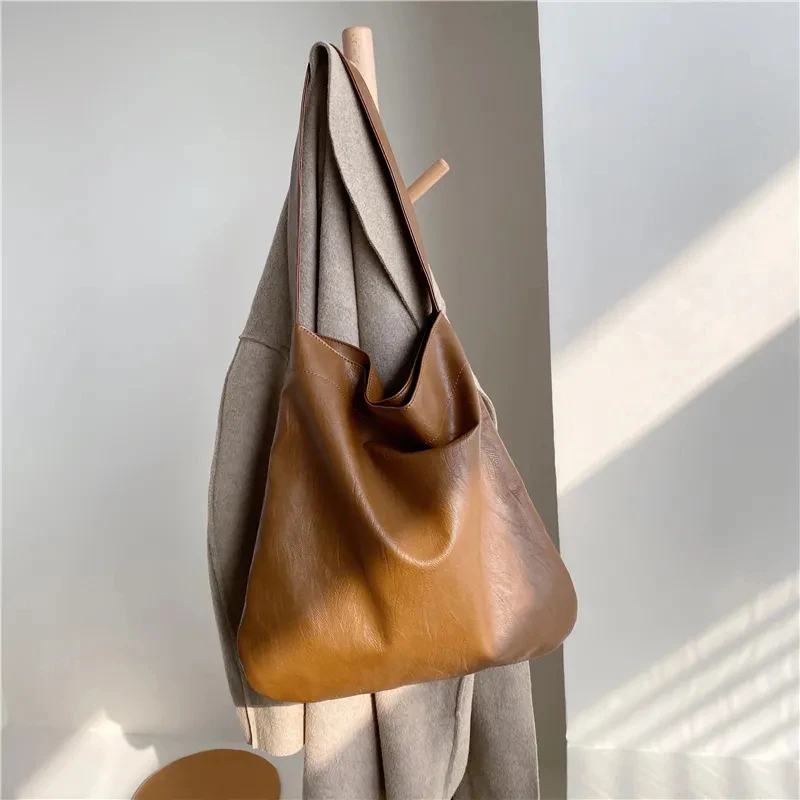 Bolsos de mano de lujo para mujer, bandoleras de piel sintética Vintage, bolso de compras femenino de cuero suave de gran capacidad, mochila