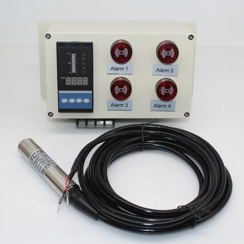 

1 set Liquid level measure meter with 4 alarm buzzer with liquid water level sensor 1m,2m,3m,4m,5m level alarm device