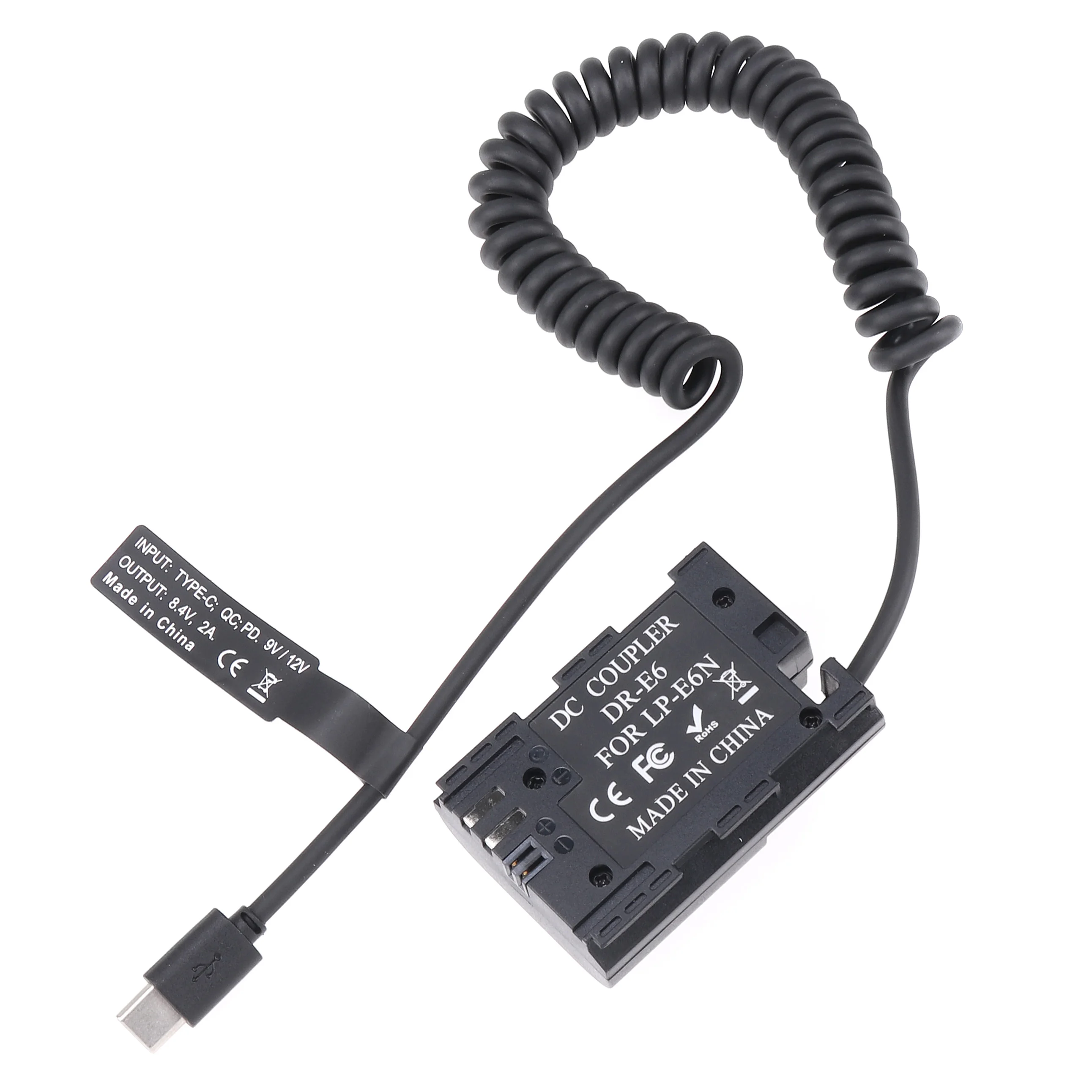 

FOTGA Decoded LP-E6 Dummy Battery Adapter +Type C Cable for Canon 5D2 5D3 5D4 6D 6D2 60D 7D 7D2 70D 80D 90D 5DSR R R5 R6