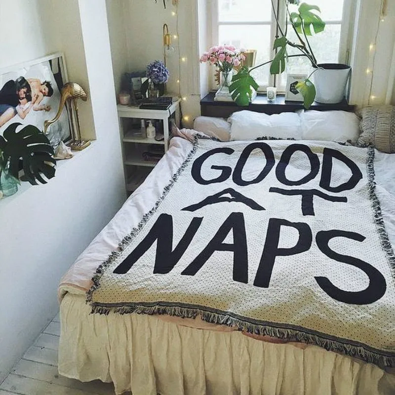 Throw Blanket Good At Naps Backrest Towel Decorative Background Wall Tapestry Sofa Covers Dust Cover Air Conditioning Picnic Mat