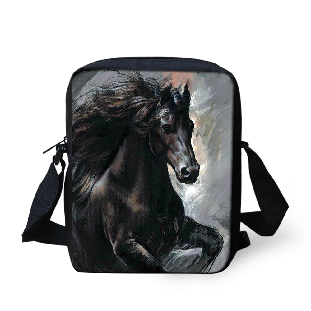 

Friesian Horse Print Messenger Bag for Teenager Girls Boys Shoulder Bags Women Cross Body Kids Mini Satchel Crossbody Purse Bags