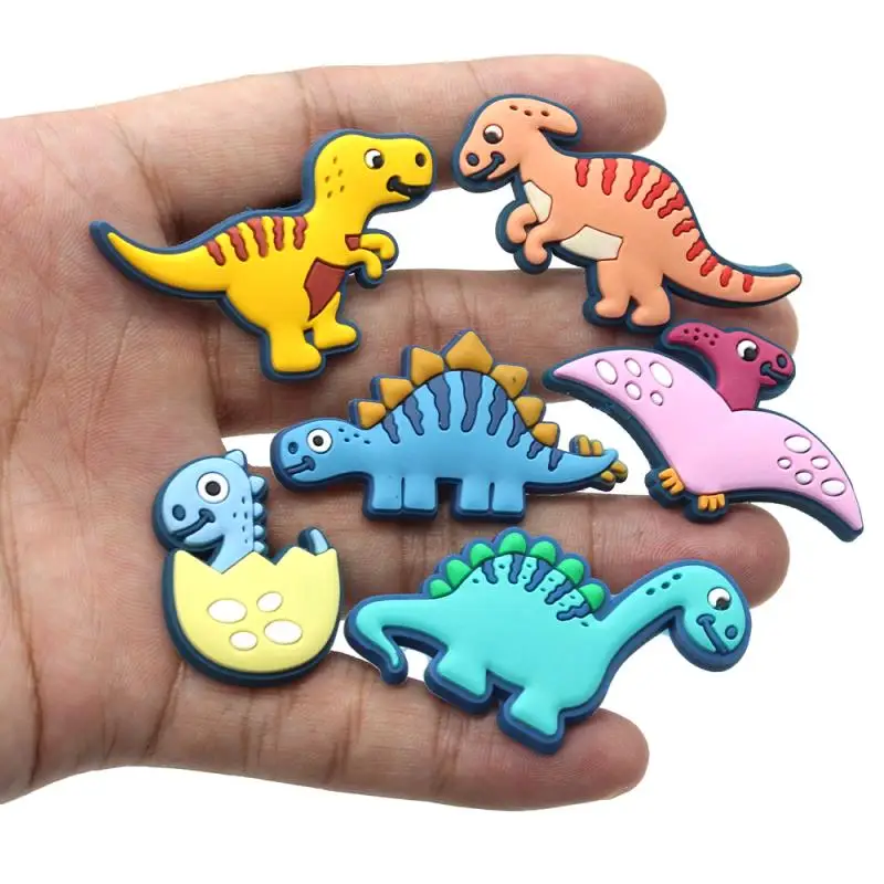 Hot 1pcs High quality PVC Shoe Charms DIY funny Dinosaur Decorations Shoe Accessories Fit Clogs Kids X-mas party Gifts