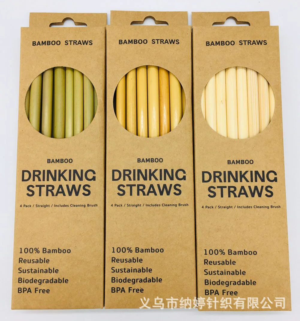 

Natural Environmental Bamboo Straw Green Bamboo 12 Pieces 1 Brush In A Box Birthday Party Supplies