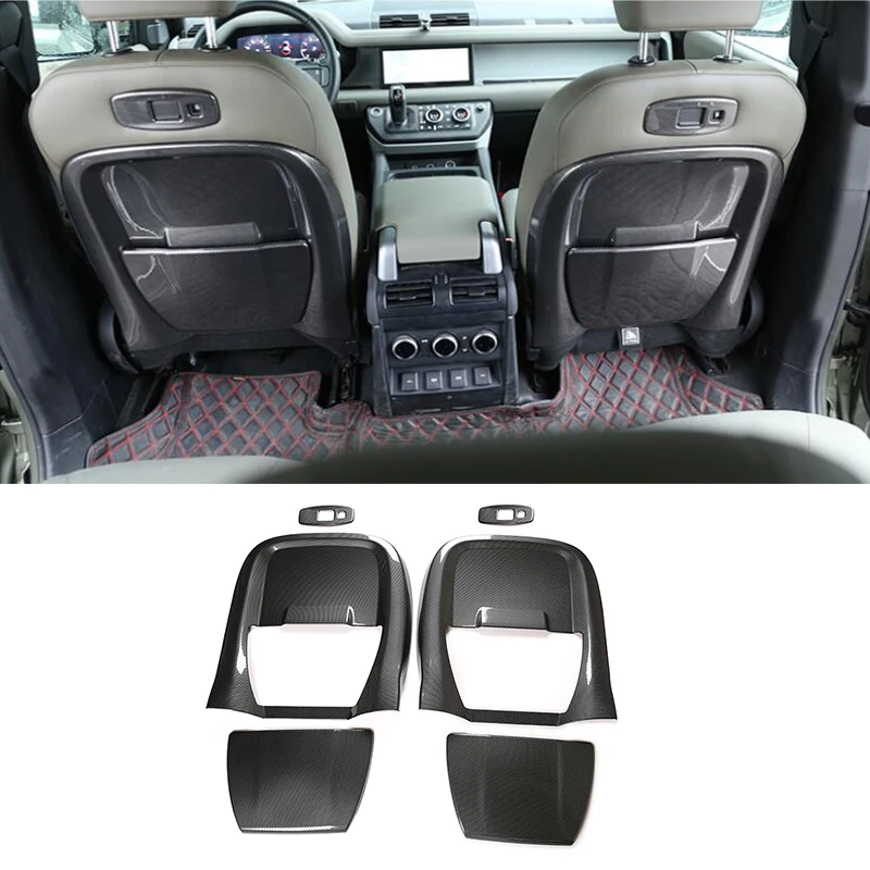 For Land Rover Defender 90 110 2020-2021 Car Seat Back Decorative Panel ABS Carbon Fiber 6 Pcs Interior Modification Accessories