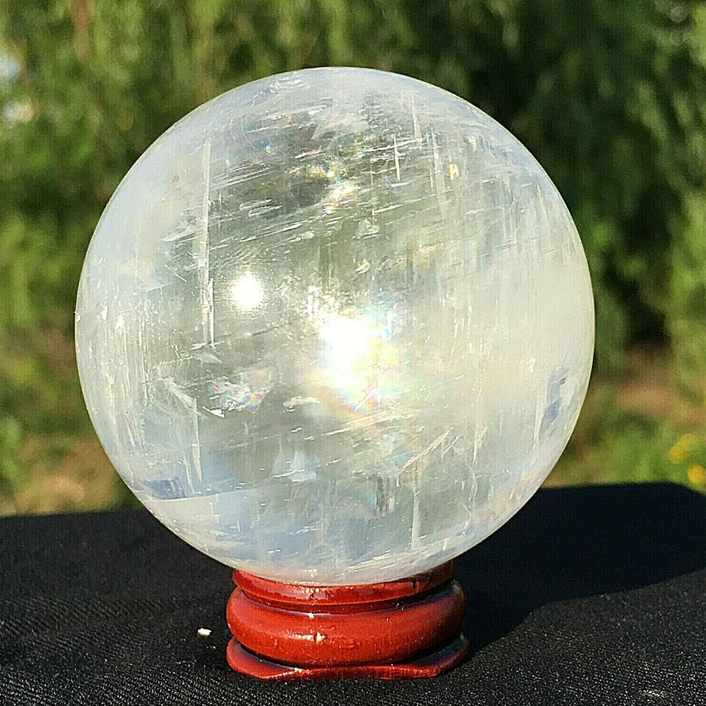 Natural Iceland Spar Ball Quaryz Crystal Calcite Sphere Chakra Healing Crystal Stone Meditation Mineral Specimen Home Decoration