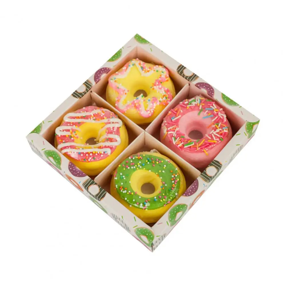 4Pcs/Set Shower Bubble Bath Ball kit Handmade Donut Style Fragrant Natural Donuts Skin Bath Bombs Salt Ball Fragrances