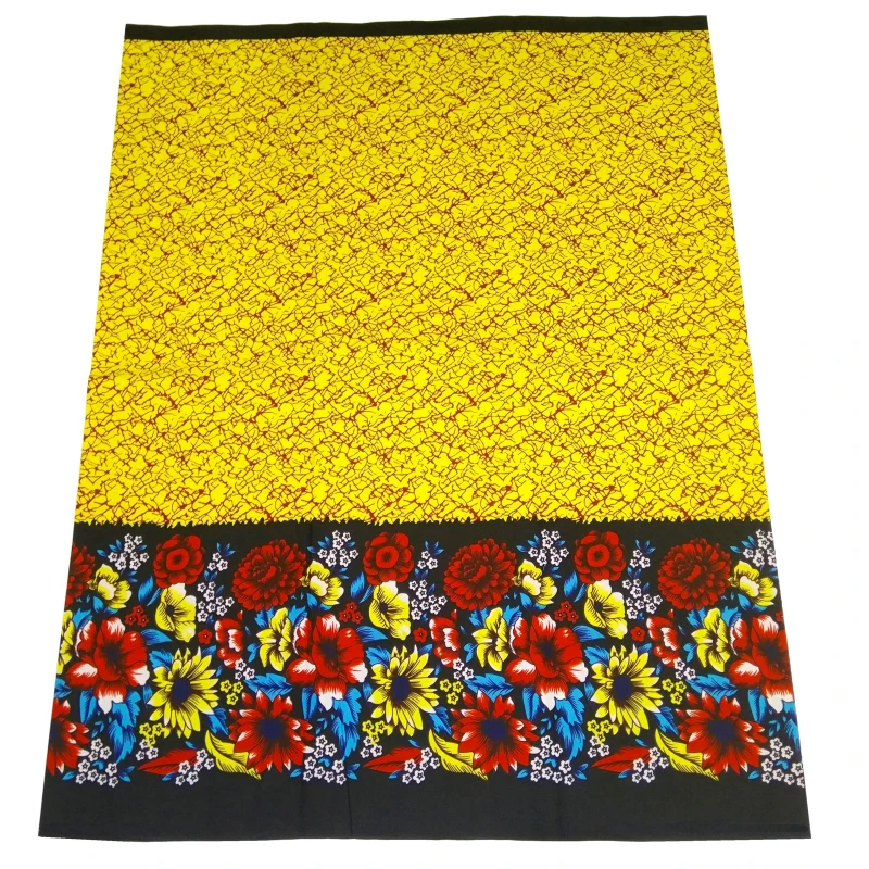 2020 High Quality African Wax Print Fabric For Women Dress Yellow 100% Polyester Real Nederlands Wax Floral Print Fabric 6 Yards