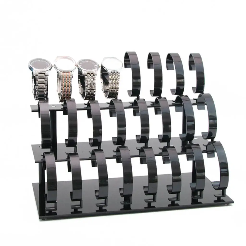 24 Acrylic Rack Watch Display Stand Jewelry Bracelet Display Watch Organizer for Presentation Usage Home Shows Men Women