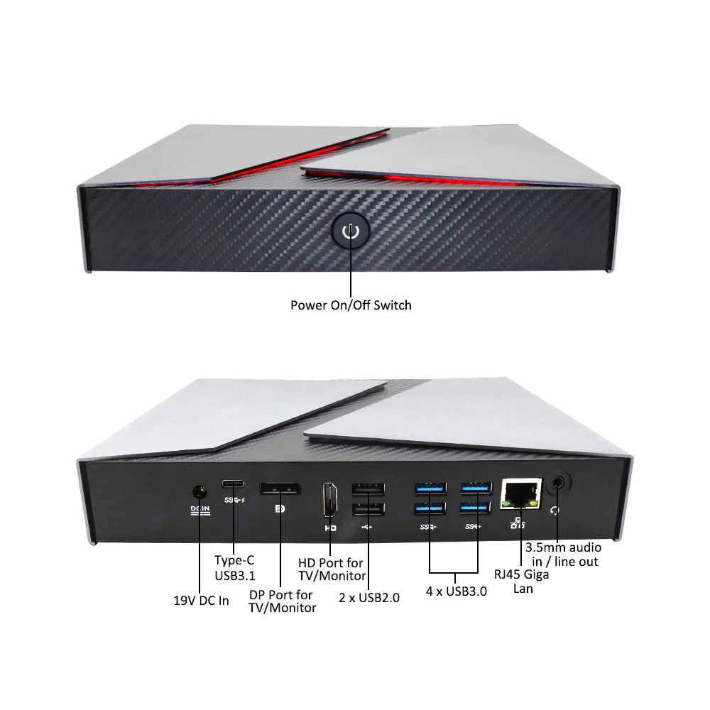 10th Gen Mini Game PC I9 10885H I7 10870H RTX2060 6G 2 * DDR4 Dual M.2 SSD Computer Desktop Host Windows11 HD DP Type-C AC WIFI